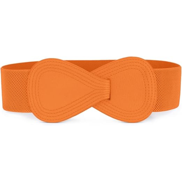Interlock Spænde 8-formet Kunstig Læder Elastisk Bælte Cinch Talje for Dame Orange Fit