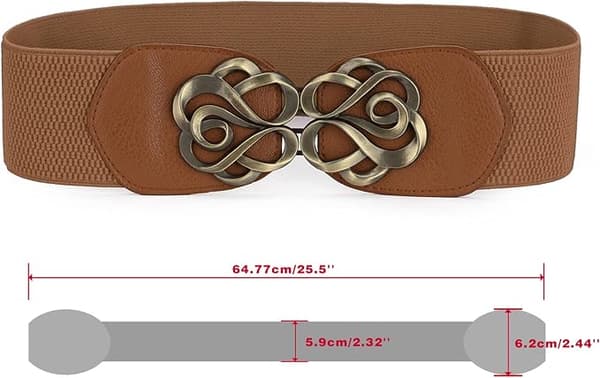 Elastiske belter for kvinner med metallspenne og sammenlåsende spenne White & Brown