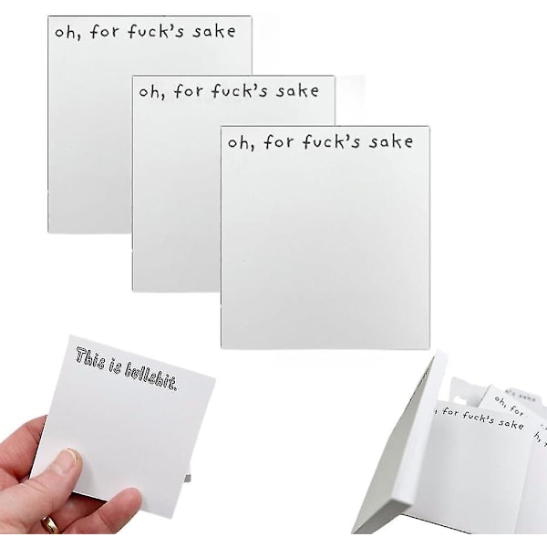 Morsom Sticky Note, hva faen Sticky Notepad, morsom nyhet Memo Pads Snarky Novelty Kontorrekvisita, vittig og respektløs skrivebordstilbehør (3 stk) A3PCS