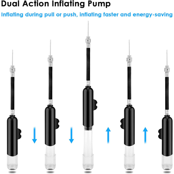 Ballpumpe, Dobbelvirkende Luftpumpe med 3 Nåler, 2 Presta-Ventiler og 2 Dyser for Fotball, Basketball, Volleyball
