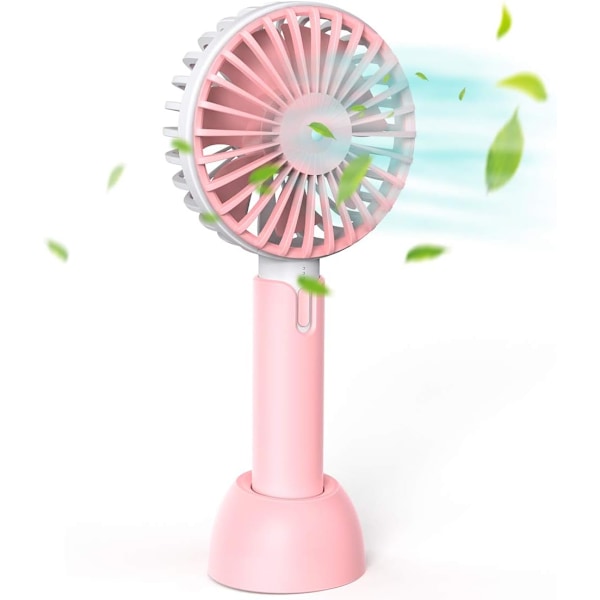 Håndholdt Fan, Bærbar Håndholdt USB Genopladelig Elektrisk Mini Fan med 3 Hastigheder, Batteridrevet Lille Lommefan til Hjem/Skole/Kontor/Sport/Rejse Pink