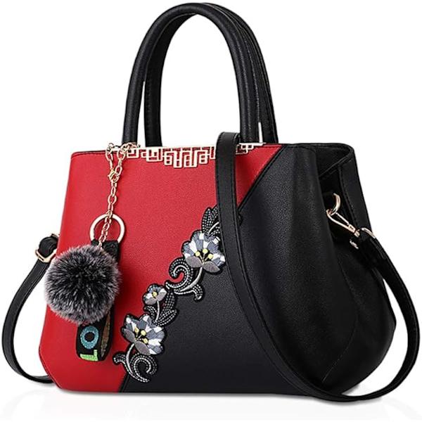 Håndvesker fasjonable kvinnevesker for damer blomstermønster crossbody vesker skjøting farge skuldervesker Red