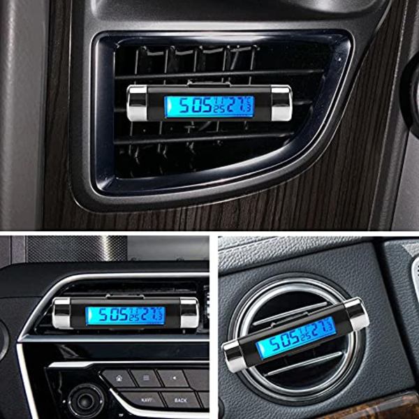 Biltemperaturklocka Clip-on Biltermometer Auto Instrumentpanel Digitala Klockor Fordon Temperaturmätare med Bakgrundsbelysning