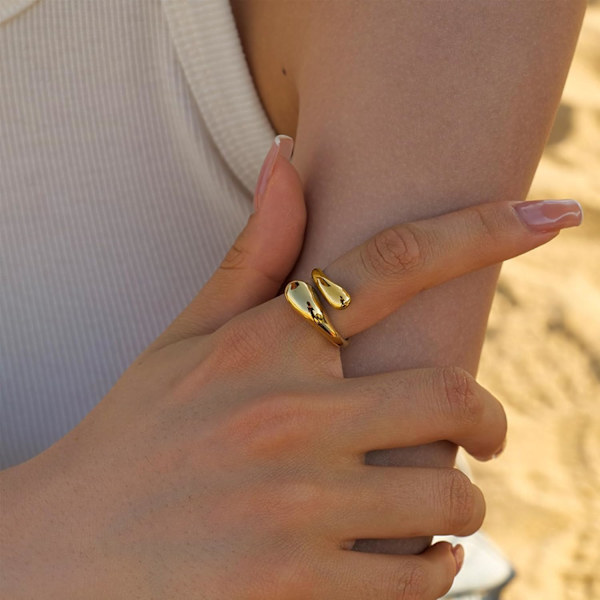 Guldringe til kvinder Guld tommelfinger ring Chunky guld ring Tåre ring til kvinder og mænd Justerbare finger ringe til kvinder Tyk