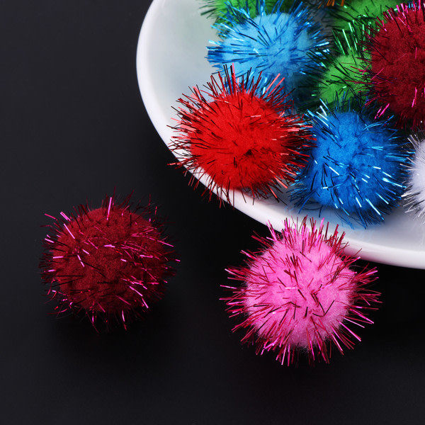 100 stk 30mm Mini Fluffy Myke Pom Poms Pompoms Glitter Ball Håndlaget Barnas Leke DI