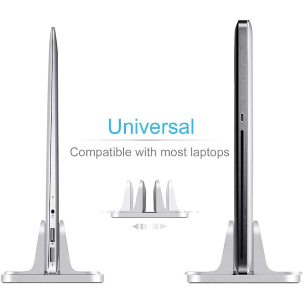 Laptop Stativ Holder, Vertikal Skrivebords Holder med Justerbar Dock Størrelse, Laptop Holder Kompatibel med Alle Notebooks MacBook Surface Gaming Pad (Hvid)