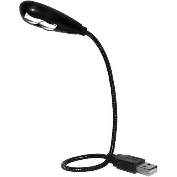 USB-läslampa med LED-lampor och flexibel gåshals - På/Av-brytare (2 LED, Svart)