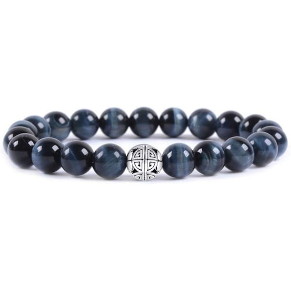 Naturlig 8mm ädelstenar helande kristall stretch pärlarmband armband med 925 sterling silver dubbel lycka hänge