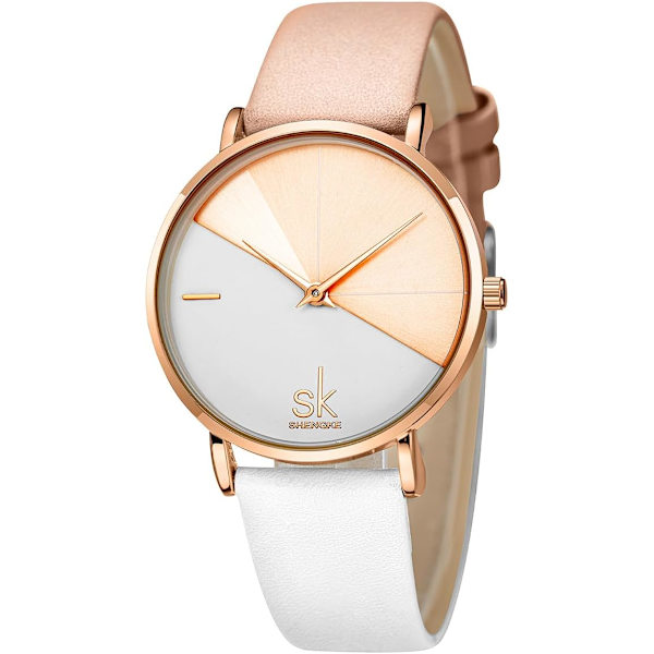 Kreativ kontrastfärg enkelhet damklocka äkta läder elegant damklockor damurarmband