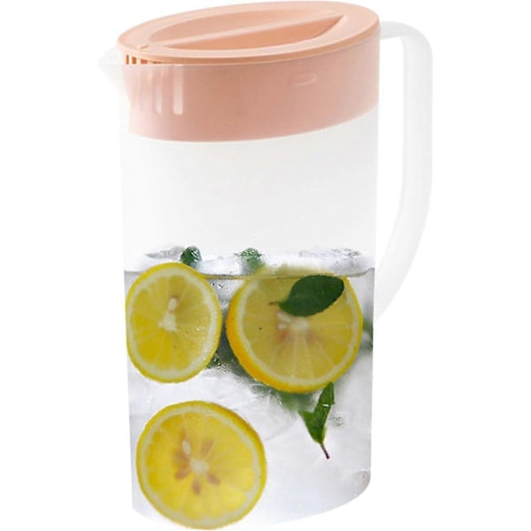 2 stk. Plas-tic vannmugger med lokk og håndtak, juicekanne for kjøleskap, varm/kald vannkanne drikkebeholdere for limonade