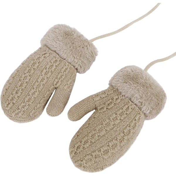 Toddler Magic Stretch Mittens Tjocka Plyschfodrade, Vinter BabyBoysGirls Stickade Vantar Varma Fluffiga Hel Fingerhandskar Kallt Väder Skidhandskar för 0-6Y