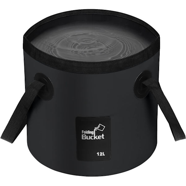 Foldbar Spand - Foldbar Camping Opbevaringsbeholder Sammenklappelig Spand 12L Bærbar Let Spand til Camping Rejser Fiskeri Sejlads og Havearbejde 12l Black