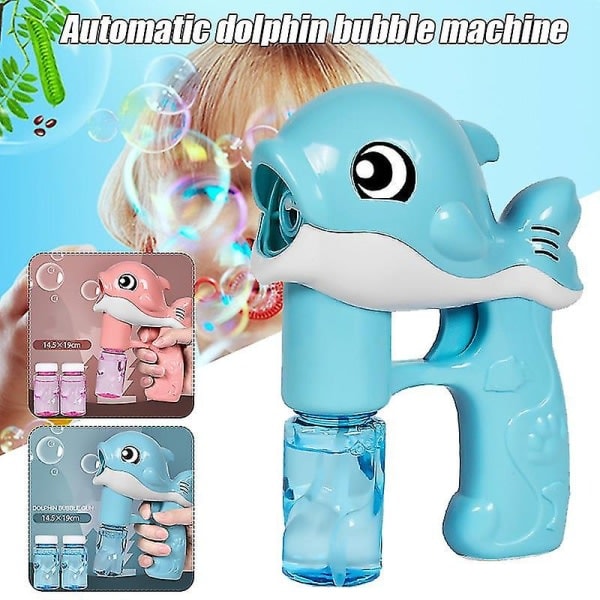 Delfin bubbelmaskin med 2 bubbelflaskor för barn bubbelblåsare ljudljus sommarleksak födelsedag