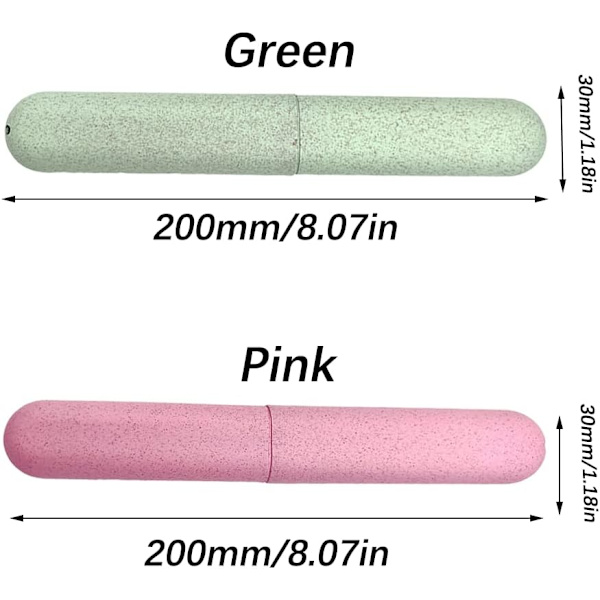 2 stk. Tandbørsteetui, Tandbørste Rejseetui Dæksel, Bærbar Tandbørste Opbevaringsetui, Velegnet til Hjem Rejse Udendørs Camping Vandreture Forretningsrejse Pink and Green