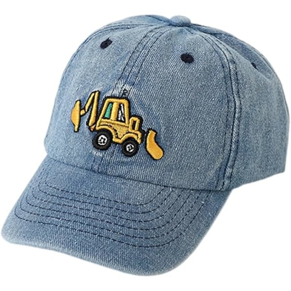Pikkulapselle tyttö ja poika söpö kaivinkone-kirjonta baseball-lippis Lapset säädettävät puuvillapesut vintage-cowboy-hattu lippikset Light Denim