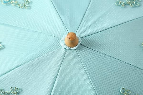 Dam Broderad Spets Dubbeldäck Anti-UV Parasol Paraply Sol/Regn/Snö Fällbart Paraply