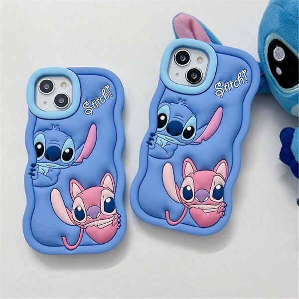 iPhone 6/7/8/SE/XR/11/12/13/15 -kotelo, söpö Lilo & Stitch -teemainen pehmeä silikoninen suojakotelo 6 7 8 SE XR