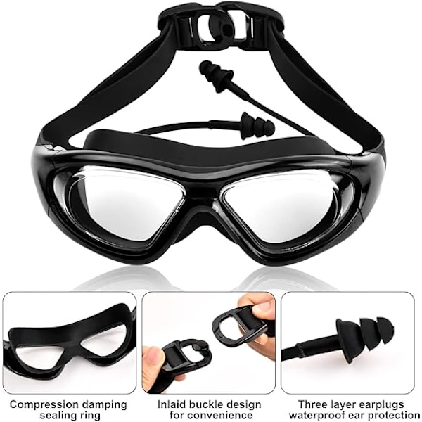 HD Stora Ram Goggles för Simning Vuxna Justerbara Simning Dykning Goggles Anti-Dimma Vattentäta Simning Goggles Set