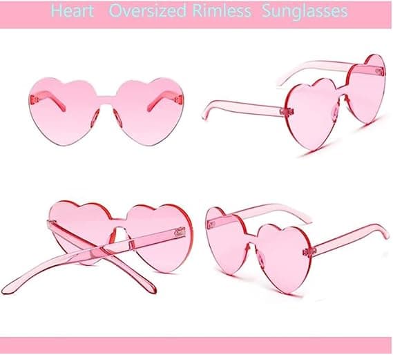 2 Pak Hjerteformede Solbriller Rammeløse Hjerteformede Briller Mode Hjerteformede Stilfulde Solbriller Kvinder Briller Pink