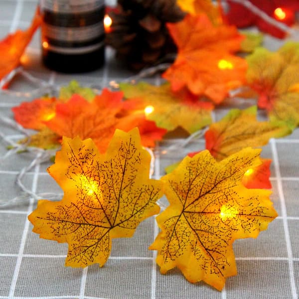 Lønneblade Lys, 3M 20 LED Efterårslys Efterårsblade Lys Efterårsdekoration Lys til Efterårsdekorationer Halloween Dekorationer