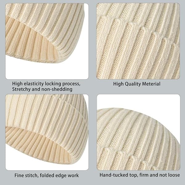 Vintermössa, unisex, stretchig, mjuk, uppvikt, termisk, randig, beige