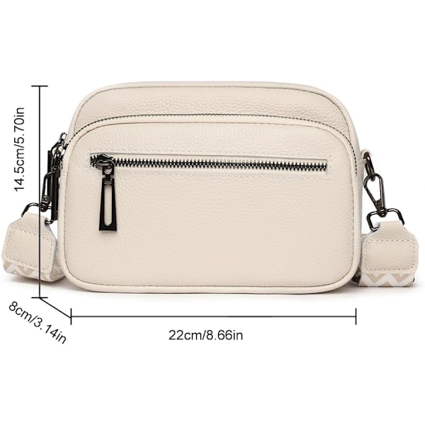 Crossbody-tasker til kvinder - Læderhåndtasker & Skuldertasker med justerbar bred rem Kamera Cross Body Taske til damer piger Rejse Shopping, Z01-beige