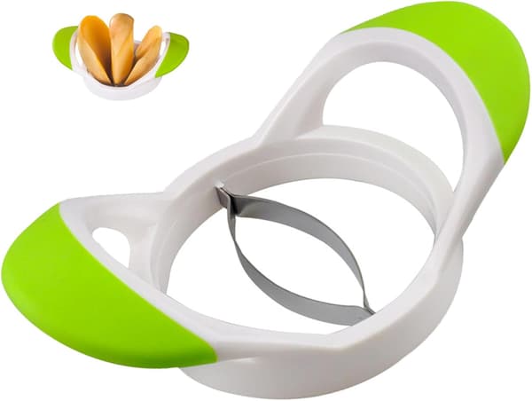 One Piece Mango Kutter i Rustfritt Stål - Slitesterk Fruktkutter med Håndtak - Sklisikker Mango Slicer