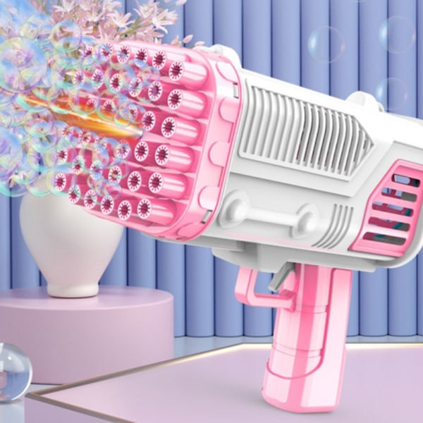 Bubbelblåsare 36 hål Elektrisk bubbelpistol leksak med lampor Bärbar fläkt Automatisk bubbelmaskin Sommar utomhusleksak Present till barn