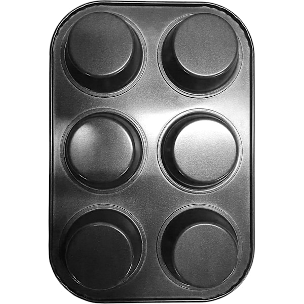 6 Kopper Muffinbakke - Non-stick BPA Fri & Opvaskemaskine Sikker Cupcake Pan Sort