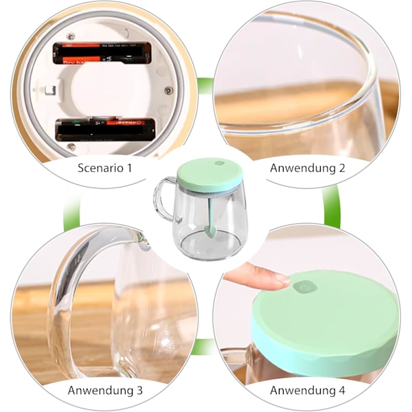 400 ml, Elektrisk Blandningskopp, Hög Borosilikatglas, Bärbara Kaffe Muggar för Kaffe, Mjölk, Proteinpulver