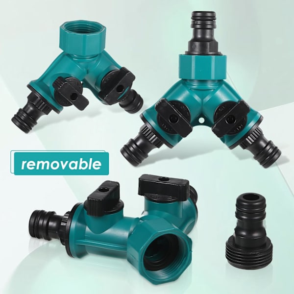 2 stk. Have Splitter Tap Splitter Y-Splitter Tilslutning med Individuelle Til/Fra Ventiler, 2 Vejs Havevandrørsforbindelser til Vandingshave