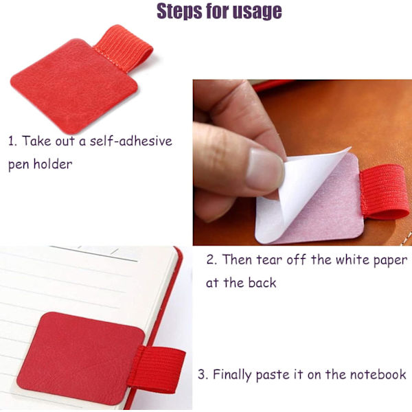 10 stk. Pen Loop Holder Selvklæbende Læder Pen Holder Notesbog Selvklæbende Pen Ring Blandet Farve Pen Ring Elastisk Pen Holder Rektangel (Tilfældig Farve)