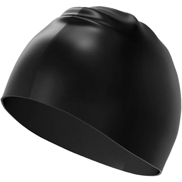 Svømmehue til mænd og kvinder, voksen svømmehue, behagelig pasform, vandtæt svømmehue, silikone unisex svømmehue Black