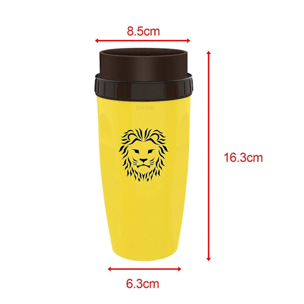 Coverless Twist Cup Bærbar med Rustfritt Stålsugerør Isolert Kaffekopp lion yellow