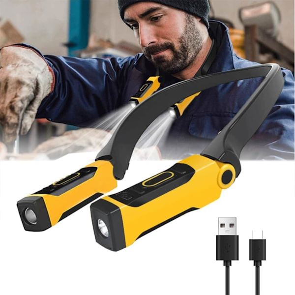 Uppladdningsbar USB-läslampa Nackboklampa, 2 ljusstyrkenivåer, böjbara armar för läsning, camping, reparation