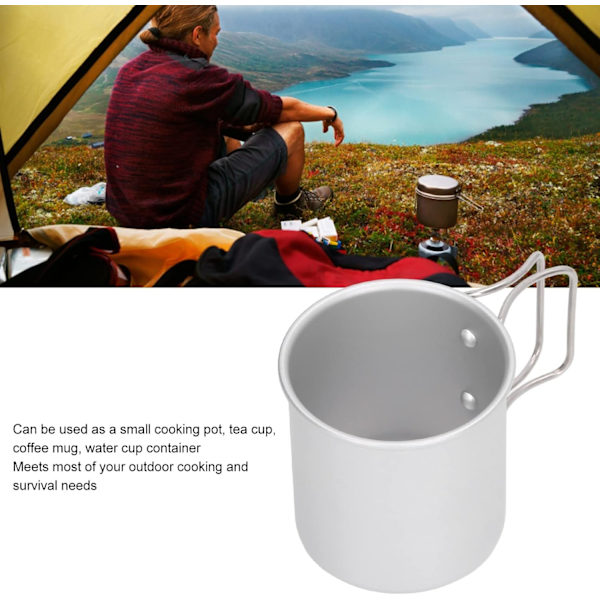 Campingkopp, Aluminiumoksid Lett Sikker Ultra Lett Høy Styrke Piknik Vannbeger med Foldbar Håndtak for Utendørs