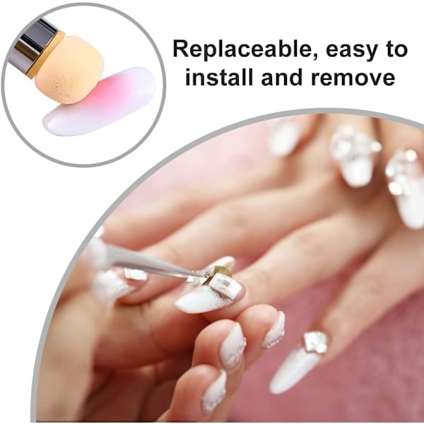 10 stk Runde Neglekunst Svampehoved Bløde Neglebørste Svampehoved Neglekunst Penhoved til Hjemme Manicure Butik Salon Brug