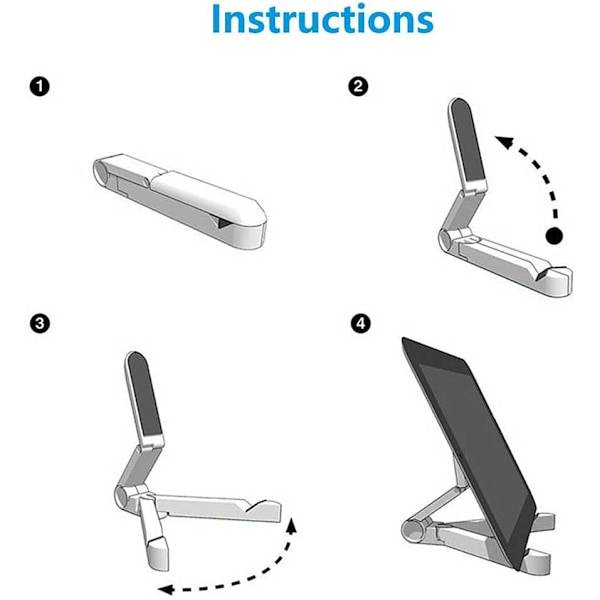 Justerbar Tablettstativ og Tablett Holder, Bærbar Tablettstativ for iPad, Samsung Galaxy og Kindle Fire Tablets