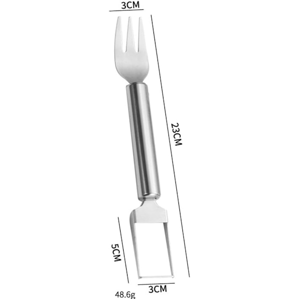 1 stk Rustfrit Stål 2-i-1 Vandmelon Gaffel Vandmelon Gaffel Skærer Frugtgaffel Skærer Værktøj Dobbelt Hoved Bærbar Artefakt