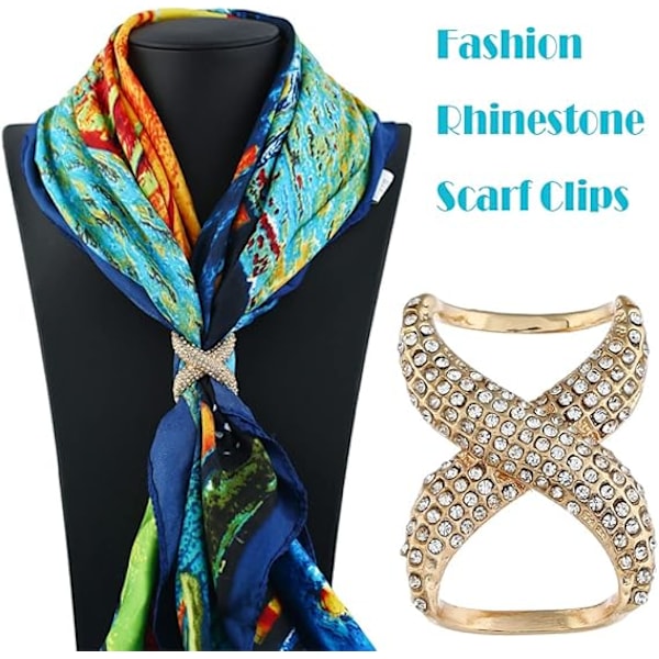 2 st Sjal Klämmor Mode Rhinestone Halsdukar Spänne Modern Enkel Design Dam Schal Spänne Ihålig Sjal Ring
