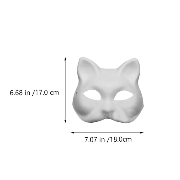 15 stk Hvide Dekorative Malbare Masker Halvmaske Kattemasker Halloweenfest Blankt Papir Almindeligt
