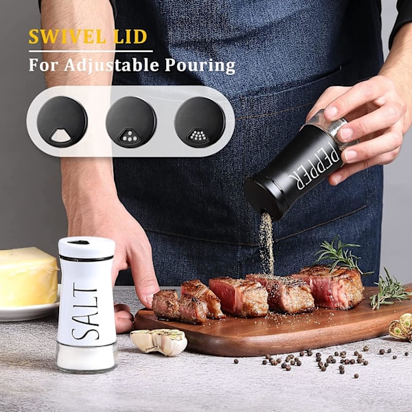 Suola- ja pippurimyllysetti, 2 kpl suola- ja pippurimyllyä, suola- ja pippuripurkit keittiöön, grilliin, retkeilyyn, ravintolaan, ruokapöytään (pyöreä) 100ml silver set
