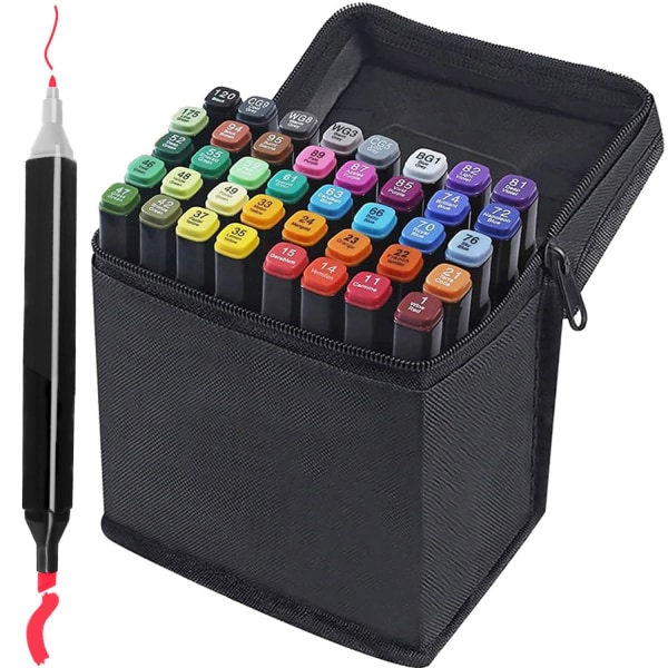 40x Dobbeltsidede highlighter-penne markør vandfarvepen - multifarvet