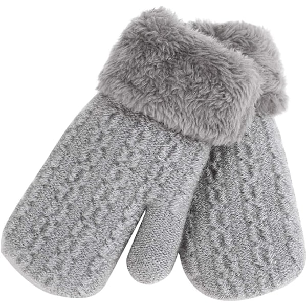 Toddler Magic Stretch Mittens Tjocka Plyschfodrade, Vinter BabyBoysGirls Stickade Vantar Varma Fluffiga Hel Fingerhandskar Kallt Väder Skidhandskar för 0-6Y