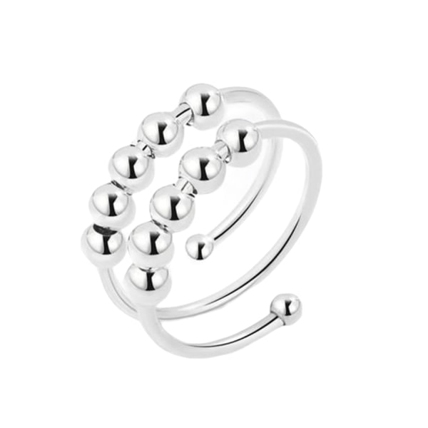 INF Anti-stress ring dubbel justerbar koppar 17 mm - Platina silver Platinum silver