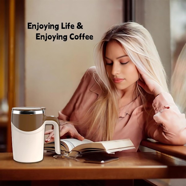 Uppladdningsbar självomrörande mugg, 380ML automatisk magnetisk omrörningsmugg självblandande kaffemugg magnetisk omrörningskopp Brown Rechargeabl
