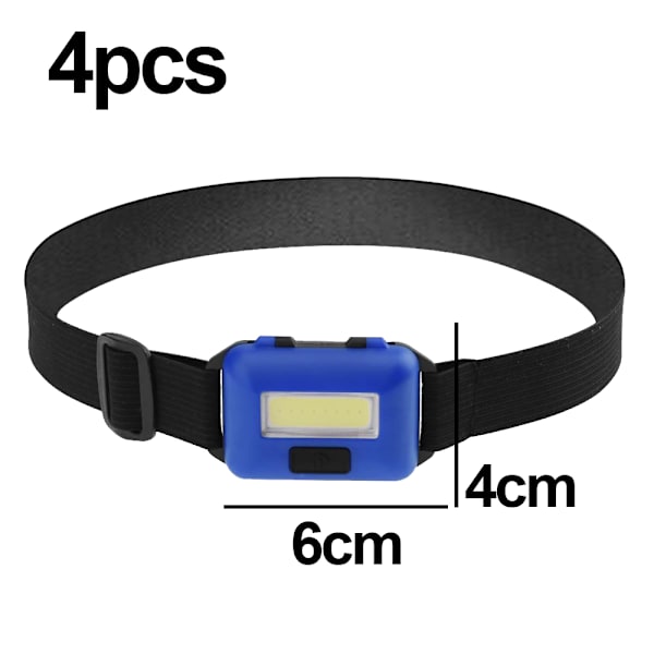 4-pakkauksen LED-päälampun taskulamppu aikuisille ja lapsille Cob Flood Lig - Blue