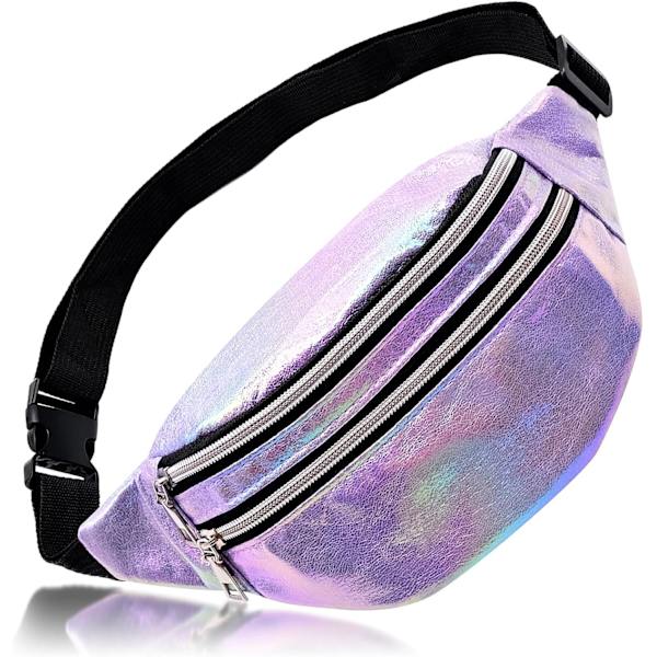 Midjeväska för kvinnor Vattentät PU Bumbags för damer Fashion Shiny Bum Bag med justerbart bälte för hundpromenader Vandring