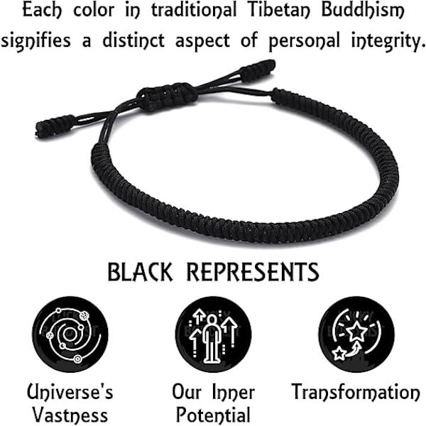 Tibetansk Lykkearmbånd. For kvinner, menn, tenåringer. Justerbar størrelse! Vennskapsgave. Håndlaget tauvevd Chakra-armbånd