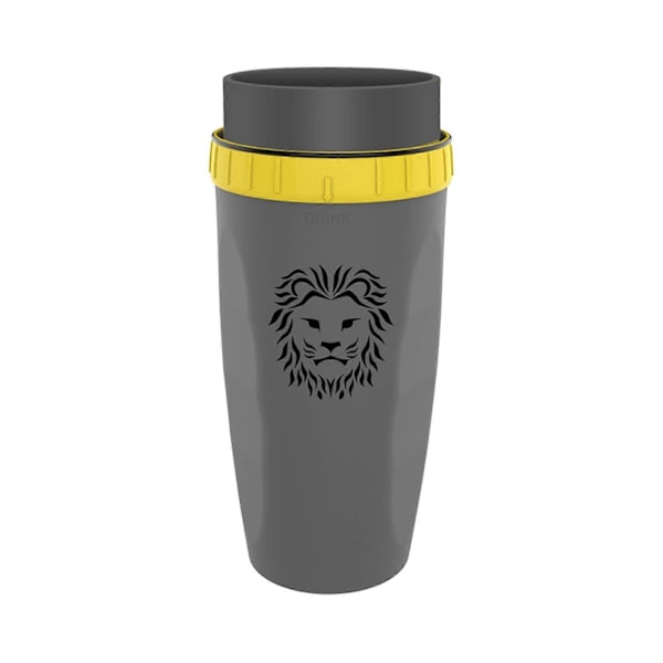 Coverless Twist Cup Bærbar med Rustfritt Stålsugerør Isolert Kaffekopp Gray lion